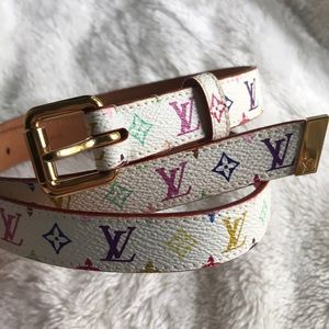 Louis Vuitton Multicolor Monogram White Belt